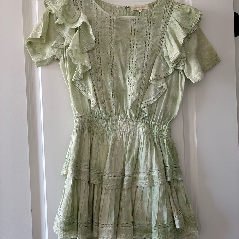 LoveShackFancy Natasha Heritage Mini Dress in Mint Green
